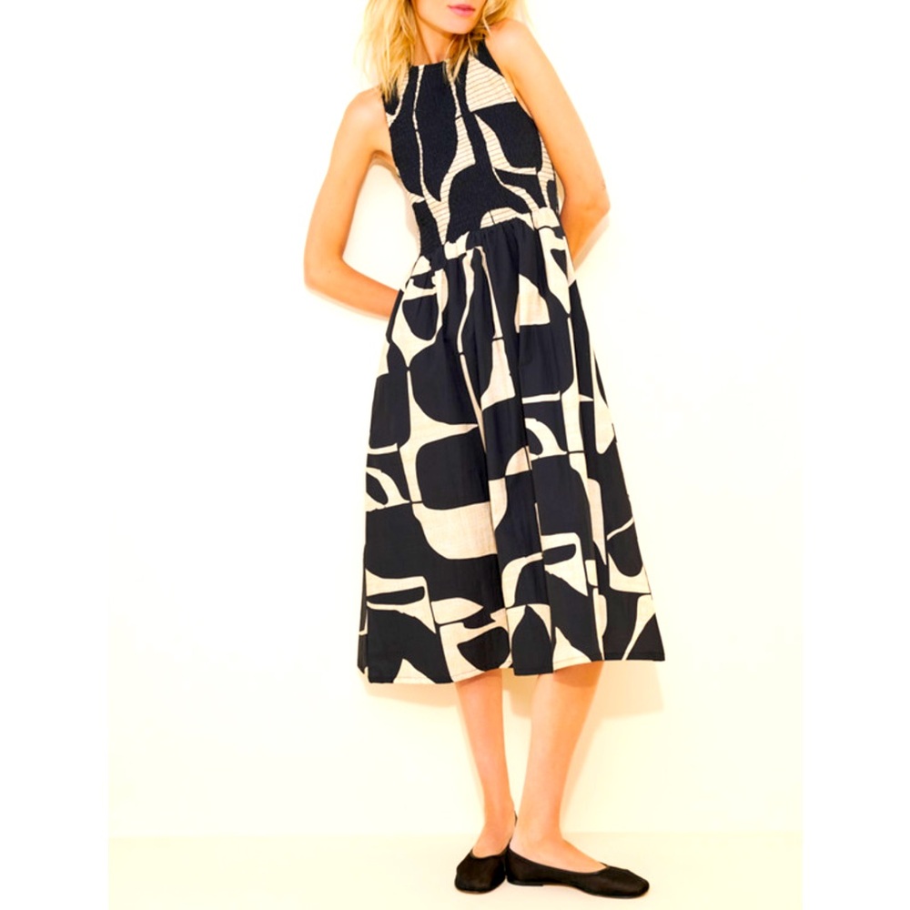 WRAY Flor Midi Dress Printed black and cream Women's Dress SZ M used - Picture 3 of 15
